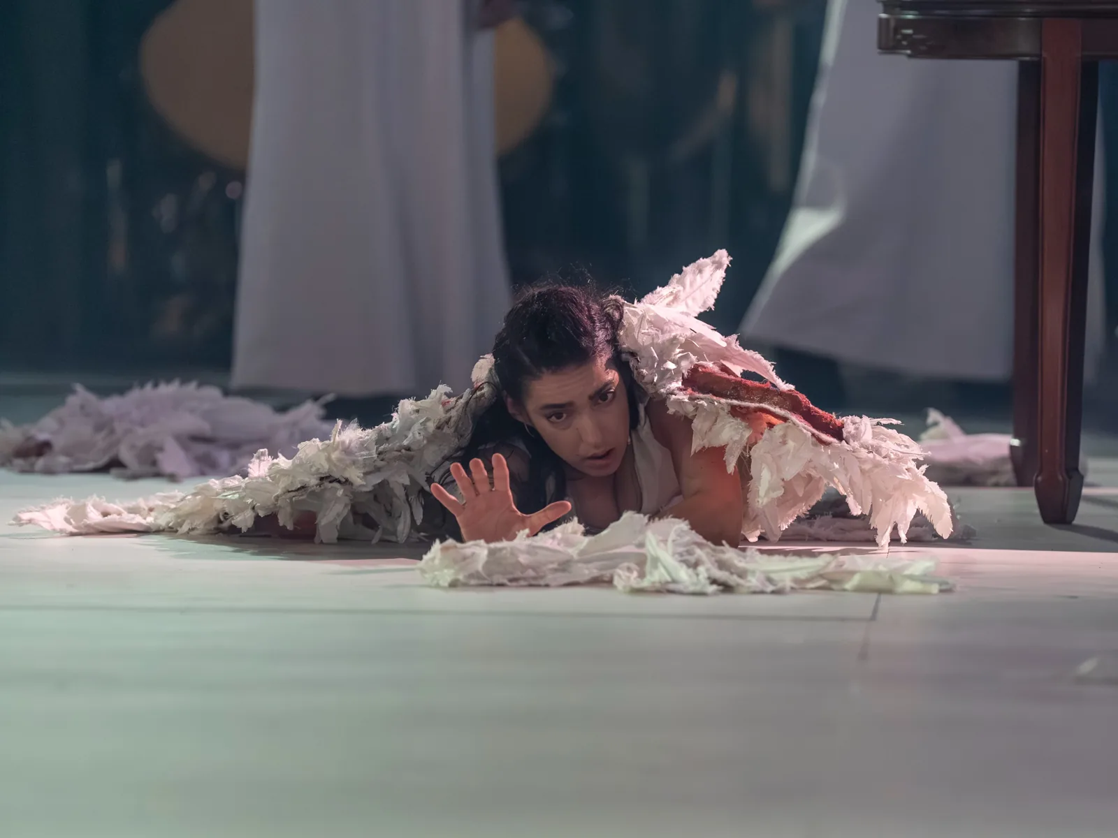 Mariam Wallentin as Girl Angel crawls in torn wings, Angel's Bone, London Coliseum