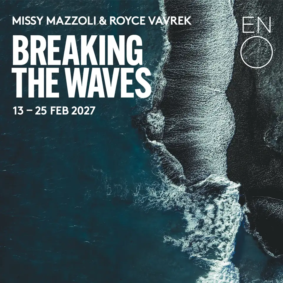 White waves breaking rocks in Breaking the Waves - English National Opera at London Coliseum