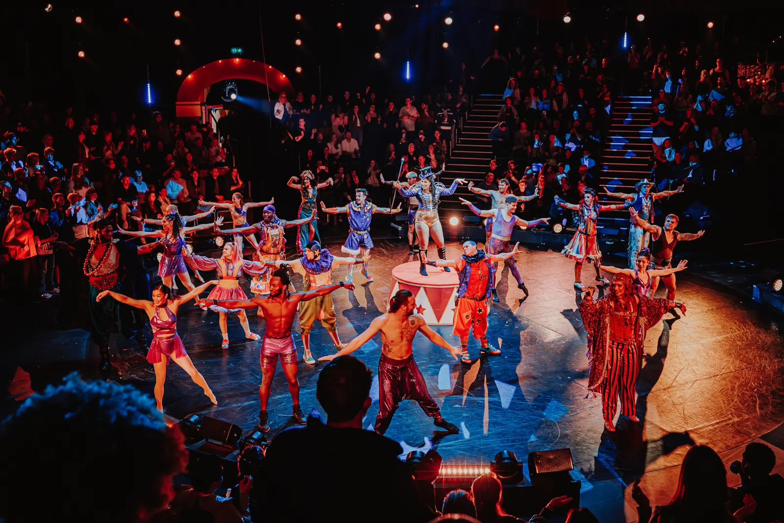 The circus company dance in the ring, the audience all around, Come Alive!, Empress Museum