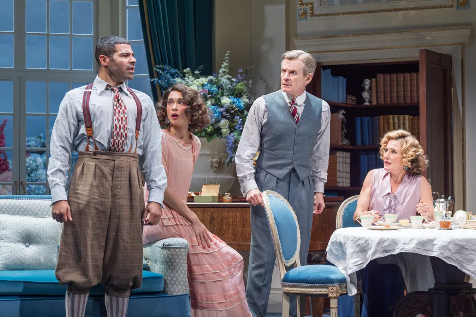 Ash Hunter, Lucy Karczewski, Charles Edwards and Nancy Carroll in Hay Fever, Wyndham's