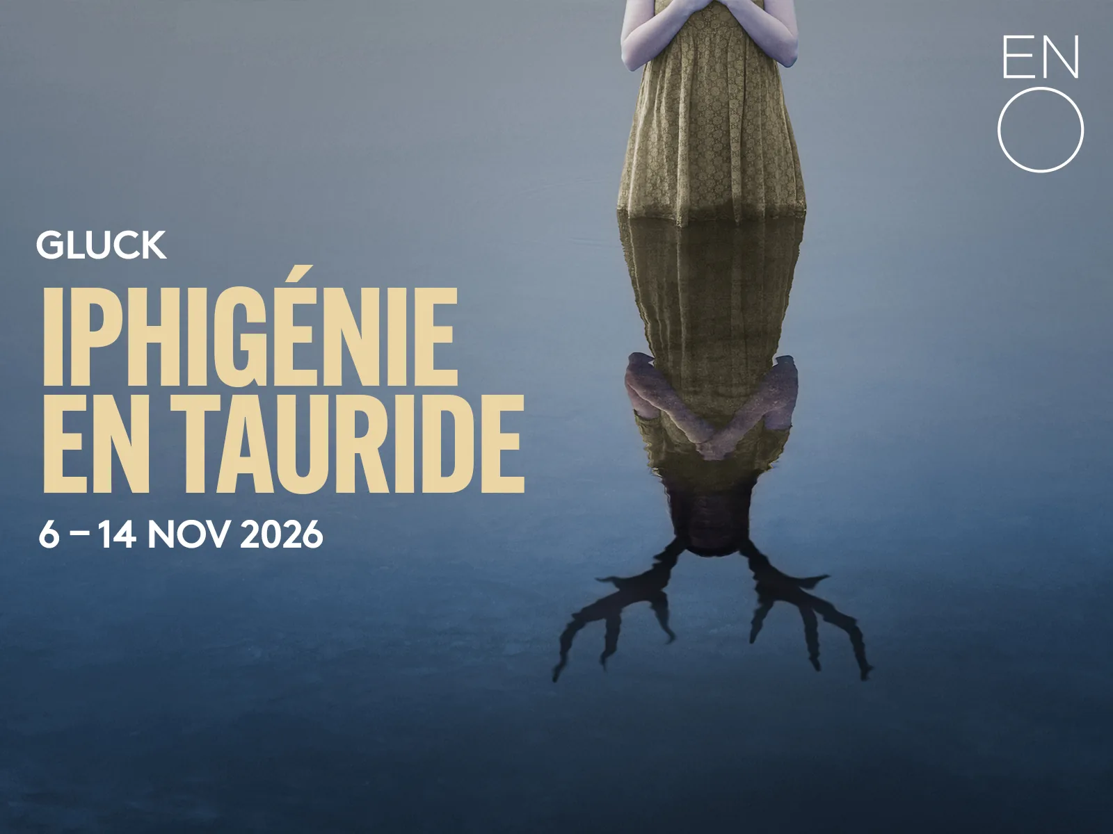 Upside-down figure in green in Iphigenie en Tauride - English National Opera at London Coliseum