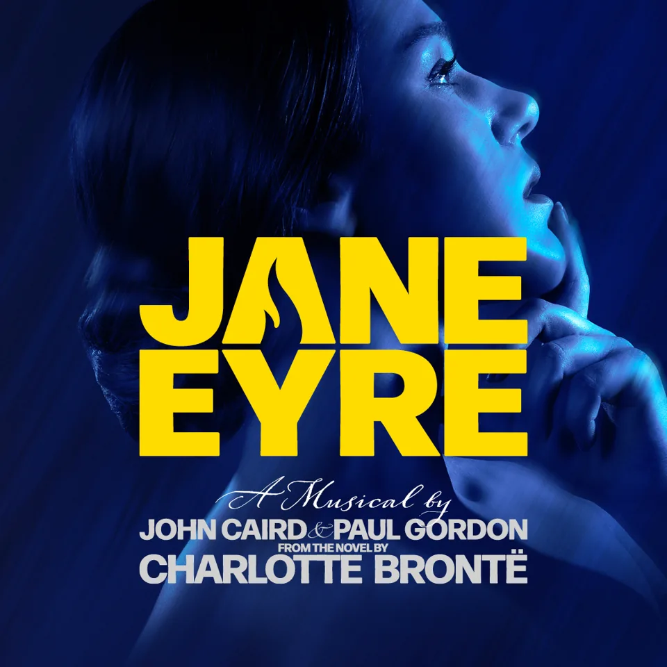Jane Eyre musical poster at the Southwark Playhouse Elephant, woman in blue light against dark background.