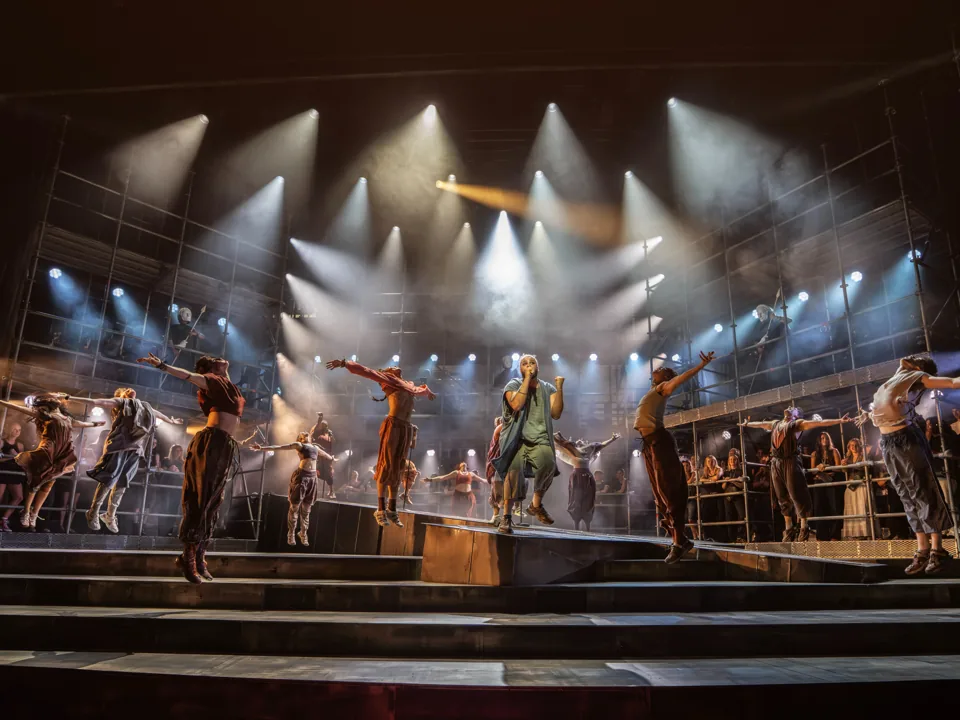 Simon leads the leaping company in Jesus Christ Superstar, Theatre Royal Drury Lane