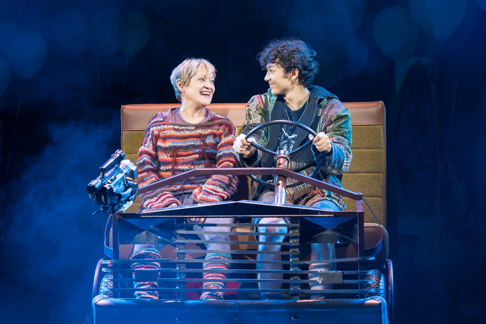 Maria Friedman and Gilli Jones share a smile in the car in Kimberly Akimbo, Hampstead Theatre