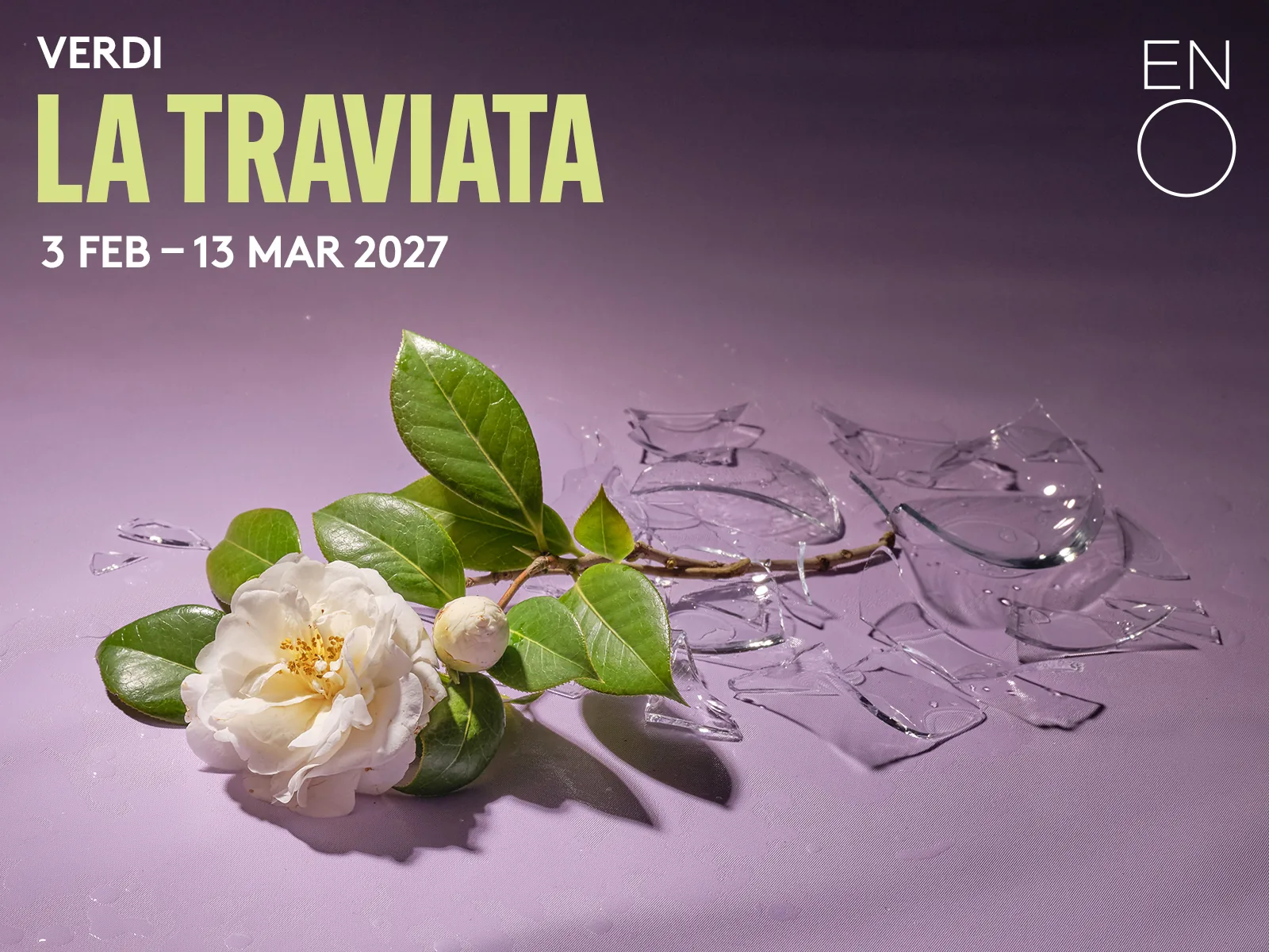 White flower dissolving into glass in La traviata - English National Opera  at London Coliseum