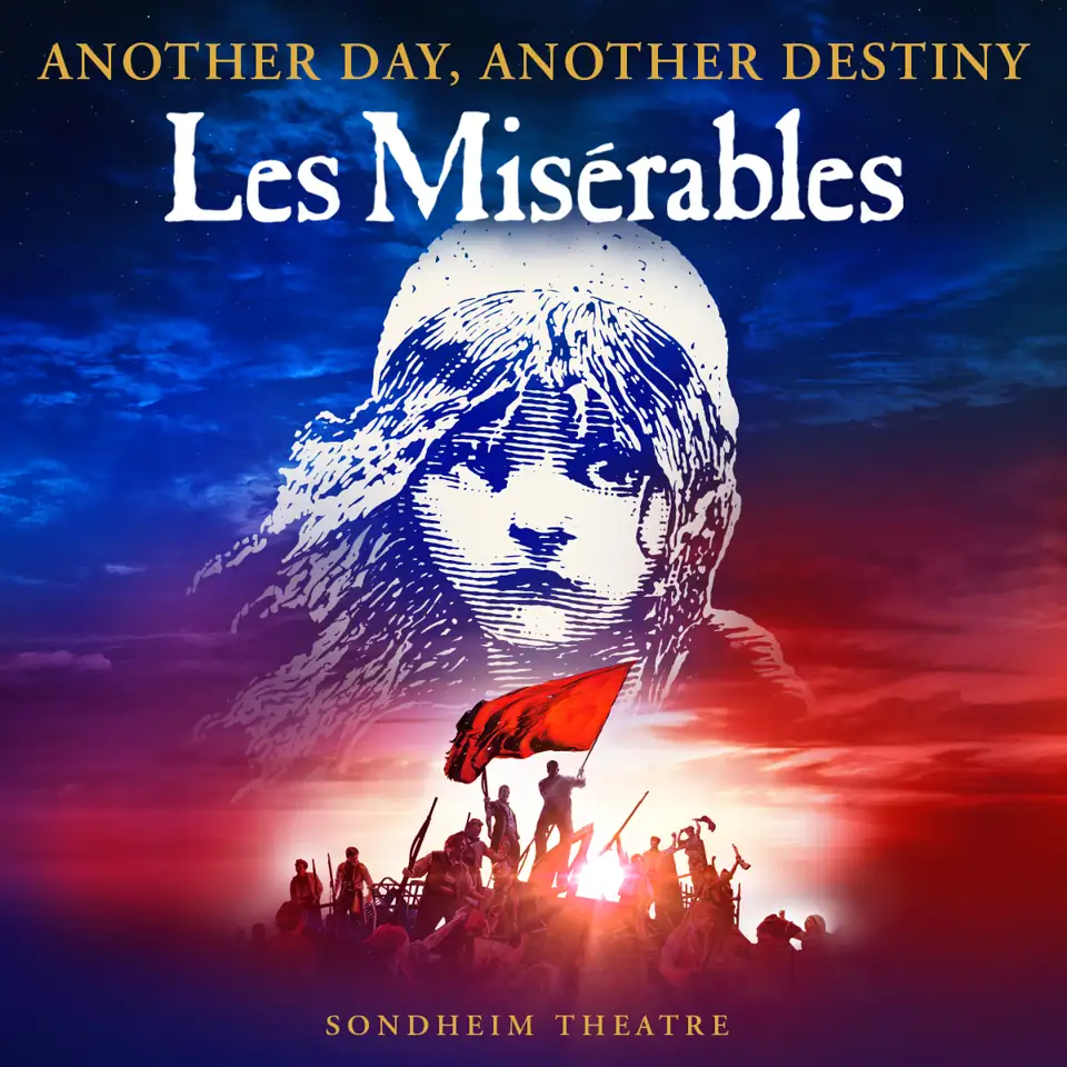 Square Les Misérables poster: the girl above the revolutionaries, Sondheim Theatre