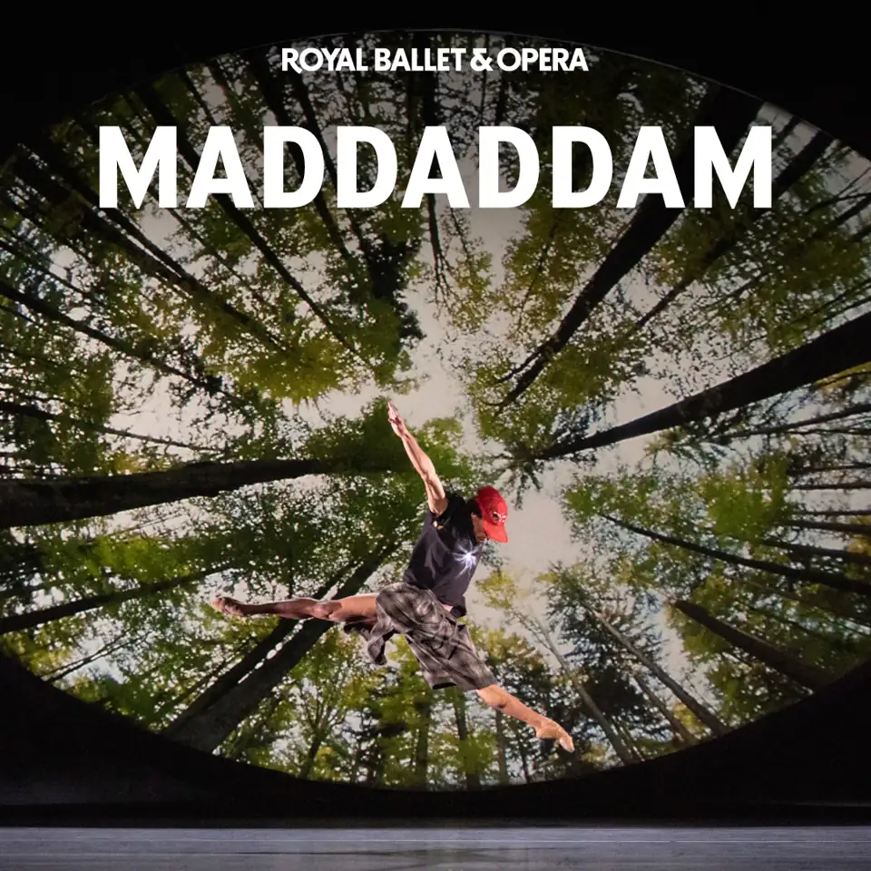 Dancer mid-leap in MADDADDAM - Royal Ballet and Opera at the Royal Opera House