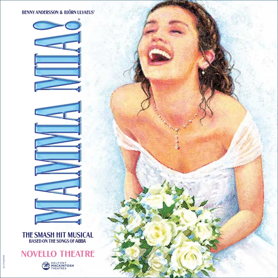 Square Mamma Mia! logo poster, Novello Theatre