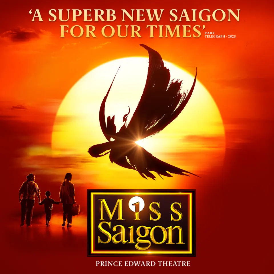 Square helicopter Miss Saigon logo poster, Prince Edward Theatre