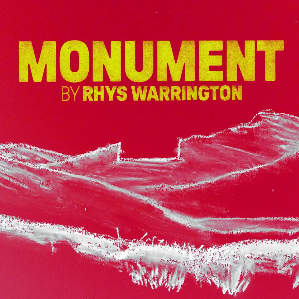 Monument poster: yellow lettering on red, Royal Court