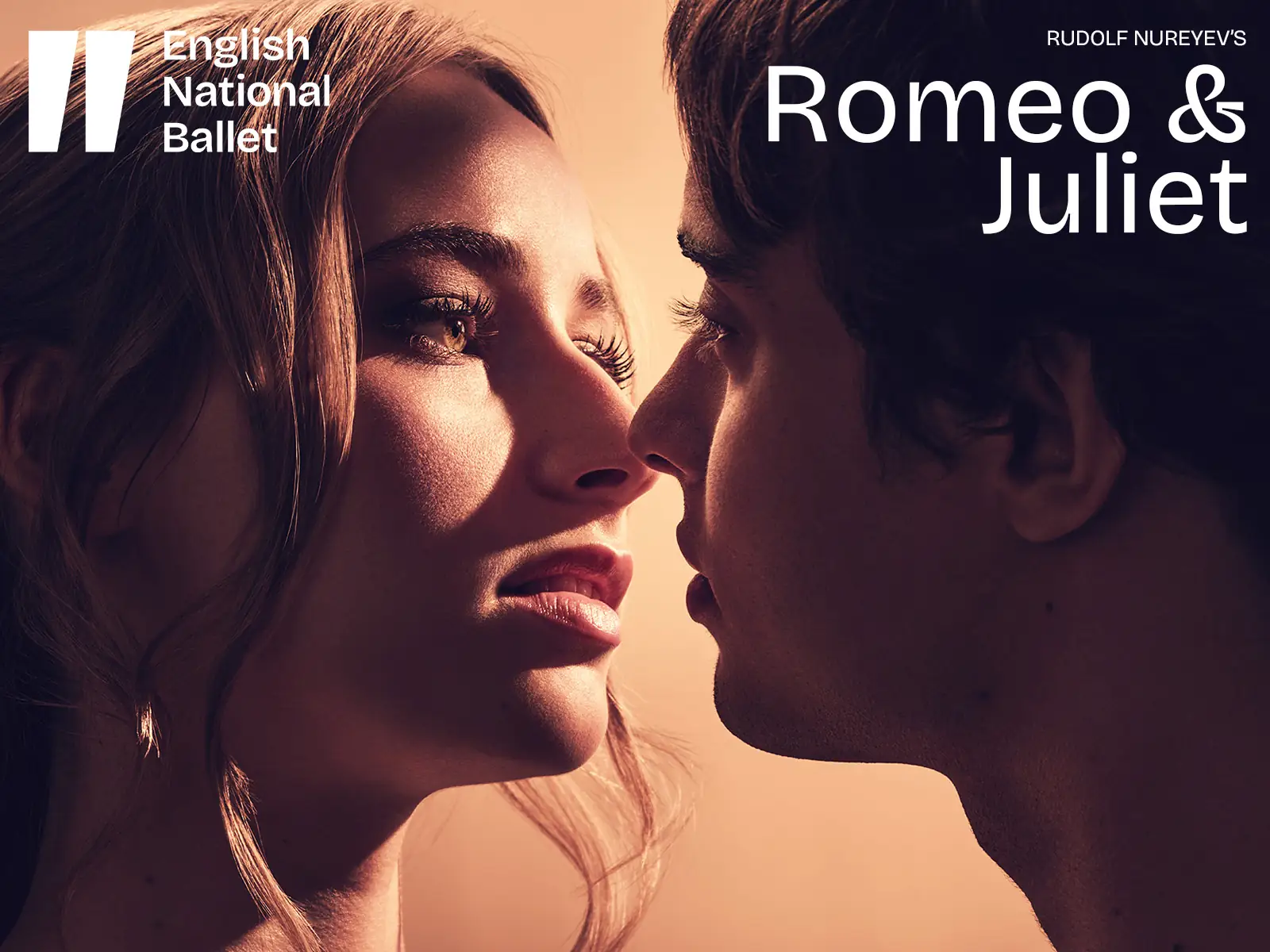 Two dancers in profile in Romeo & Juliet - English National Ballet at London Coliseum