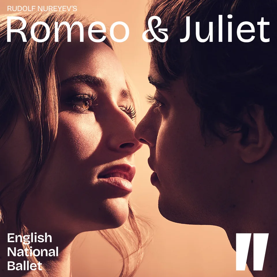 Two dancers in profile in Romeo & Juliet - English National Ballet at London Coliseum