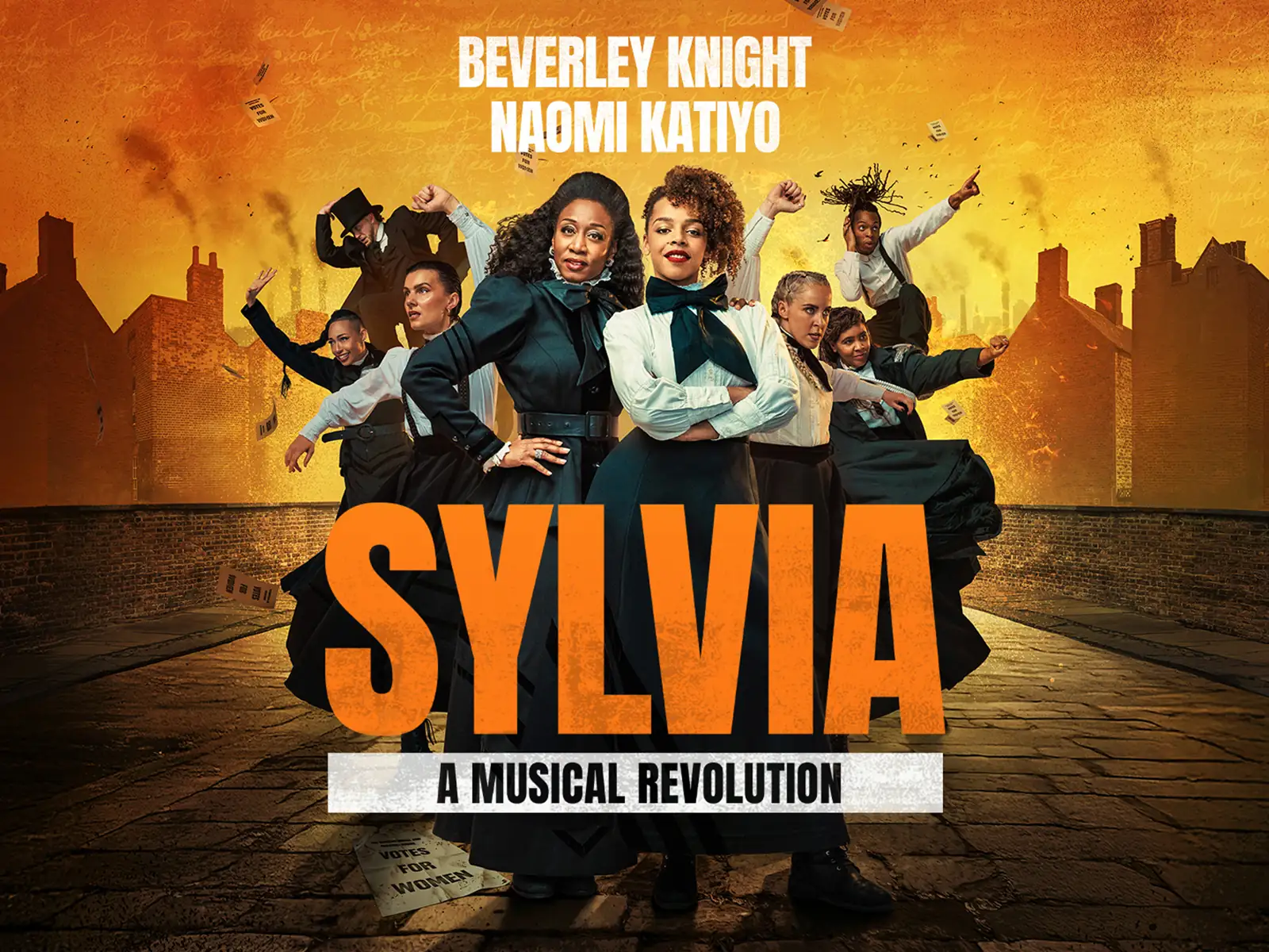 Cast members in formal attire pose dynamically in Sylvia at the Royal Albert Hall