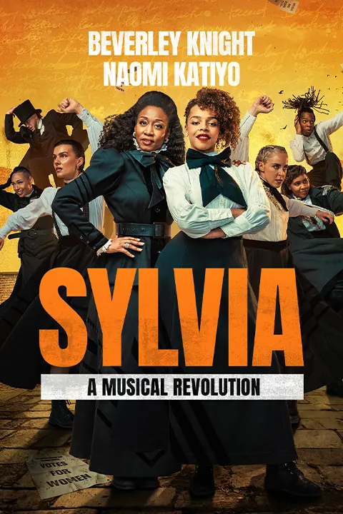 Cast in period costume against golden background in Sylvia at the Royal Albert Hall