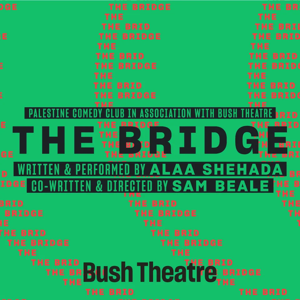 Alaa Shehada performs in a theatrical production in The Bridge at the Bush Theatre