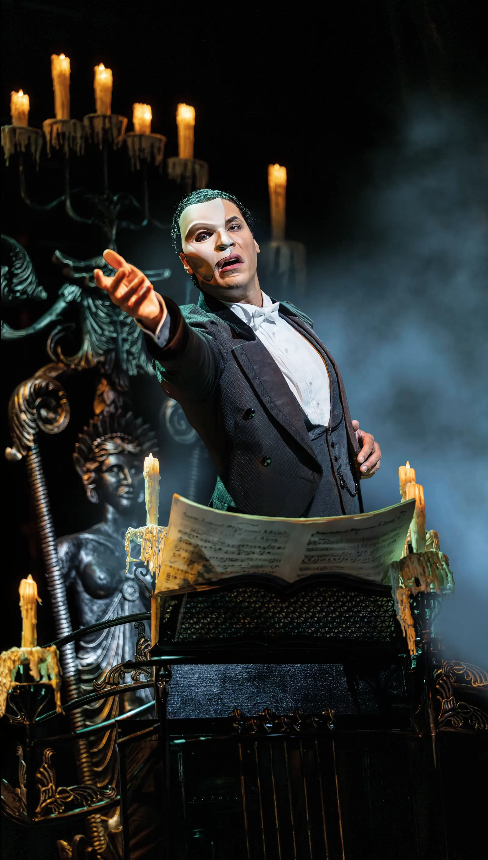 Jordan Donica as the Phantom by candlelight, The Phantom of the Opera, His Majesty's