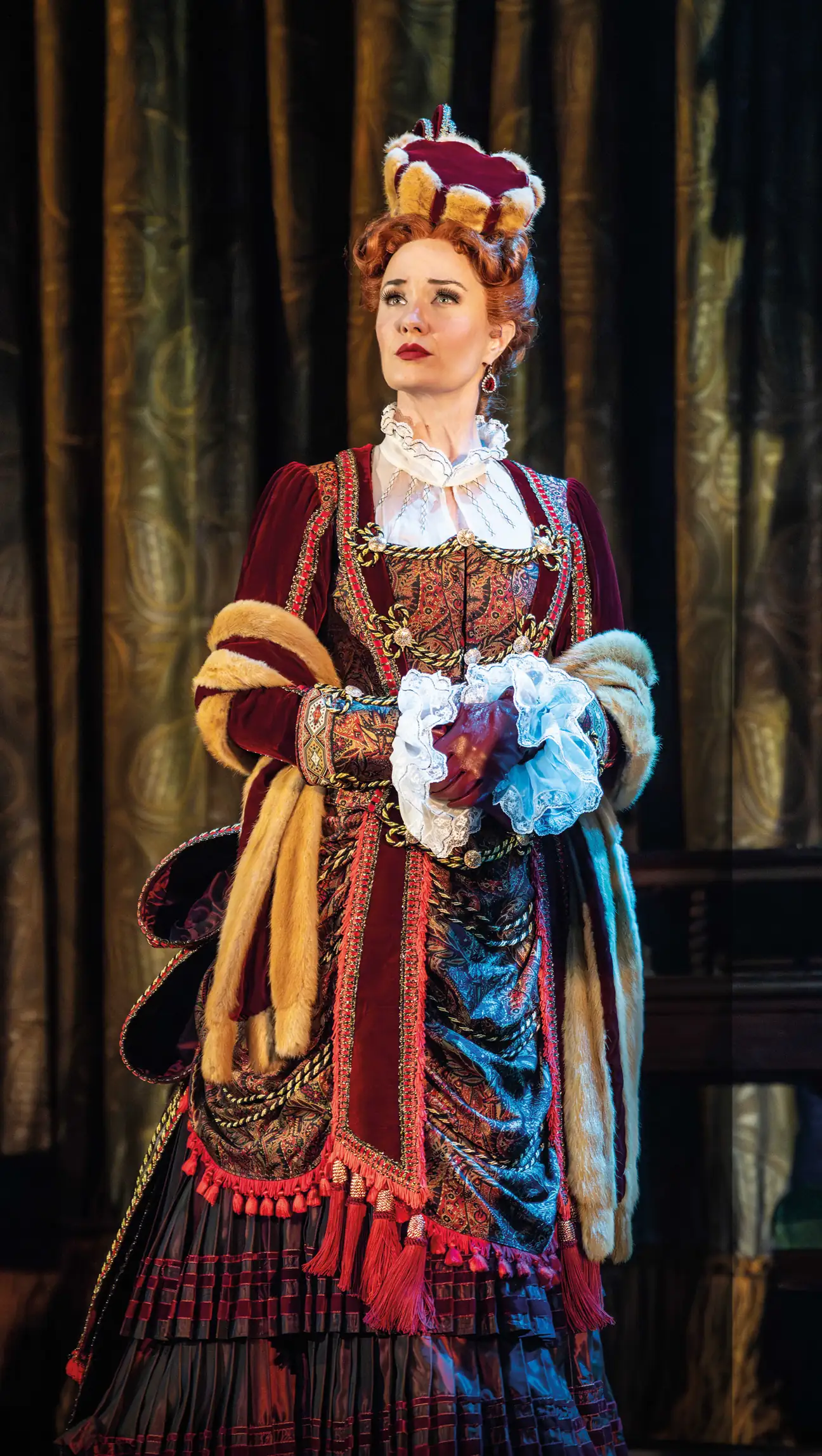 Sierra Boggess as Carlotta in fur and brocade, The Phantom of the Opera, His Majesty's