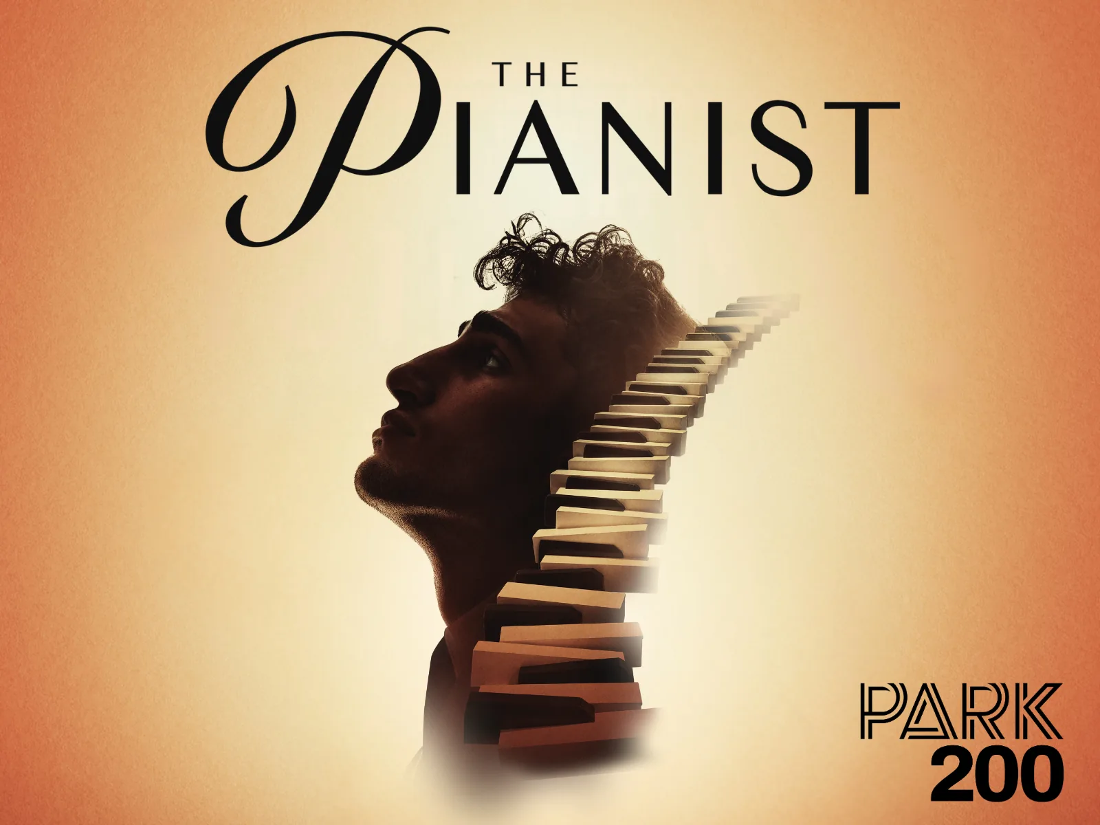 Man's silhouette merging with piano keys in The Pianist at the Park Theatre