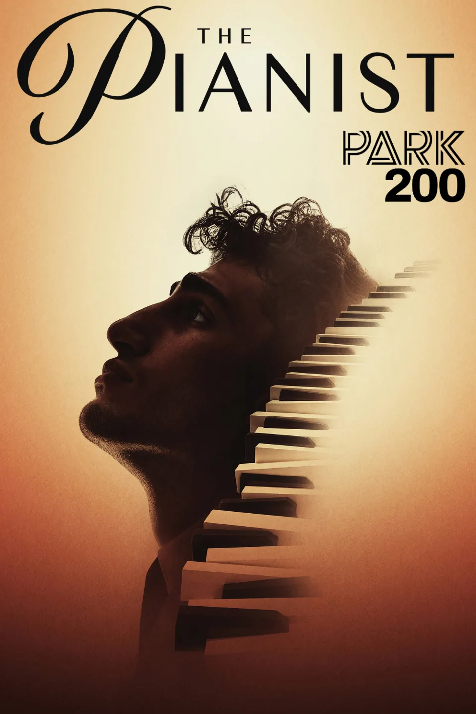 Man's head silhouette merged with piano keys in The Pianist at the Park Theatre