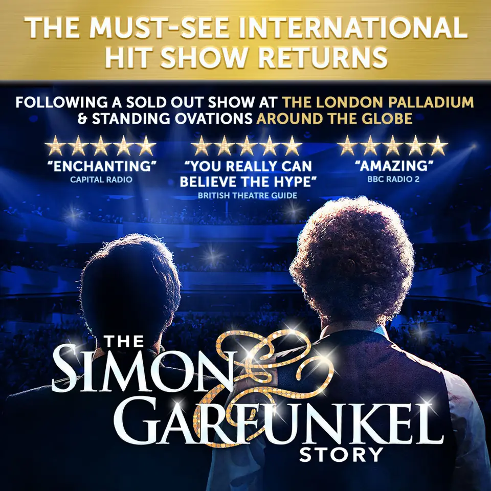 Two figures on stage from behind in The Simon & Garfunkel Story at London Palladium