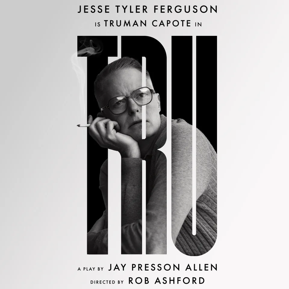 Jesse Tyler Ferguson as Truman Capote smoking cigarette in Tru at the Menier Chocolate Factory