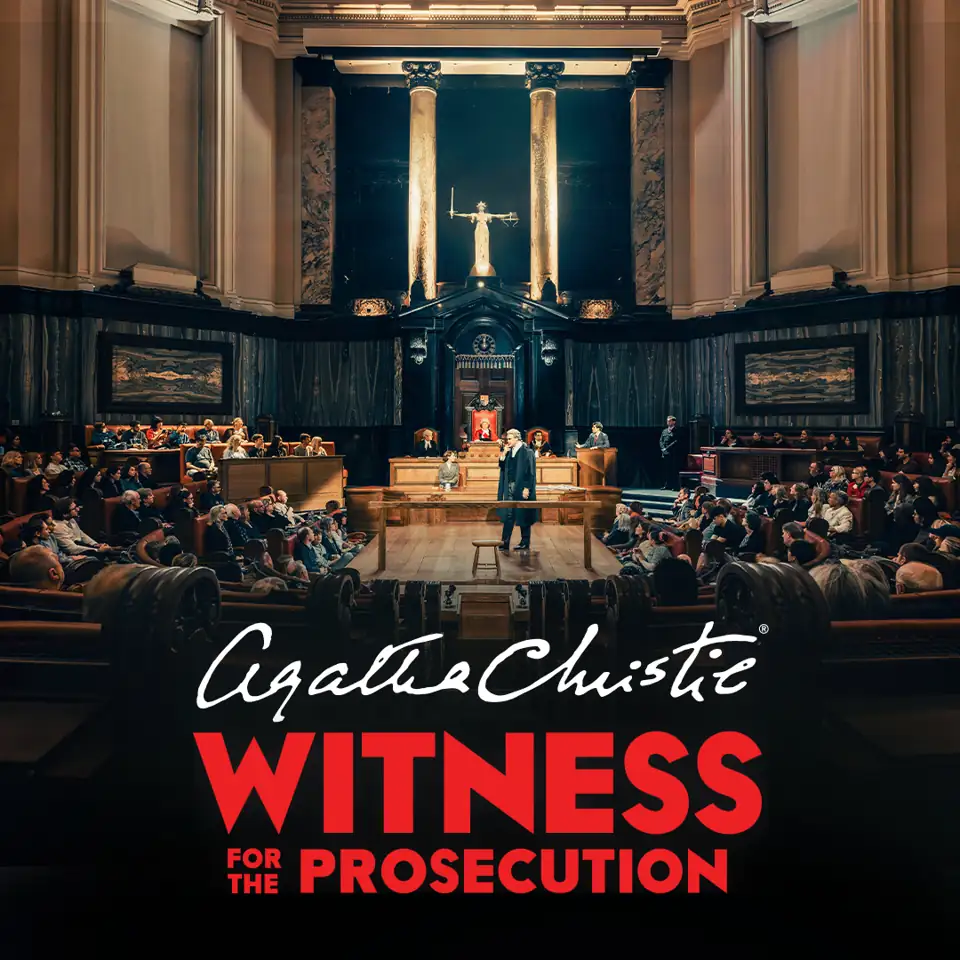 The County Hall courtroom with audience in the galleries: Witness for the Prosecution poster